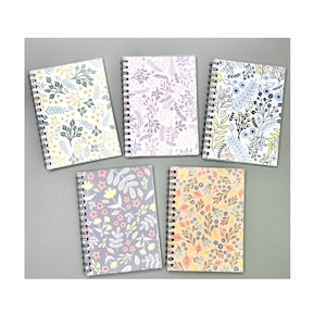 Restocked - Notebooks - wire bound - 4&quot; x 5.5&quot; - Dot grid blank lined - hand drawn design - Twin loop