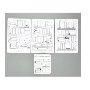 Cottagecore 100 books reading tracker -   (3) three 5x7&quot; sticker sheets - bonus color guide sheet -  Planner - Bullet Journal