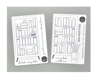 Two (2) Booktracker stickers - Pencil sketch style - 5x7" sheets - Planner - Bullet Journal
