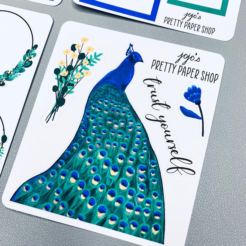 Peacocks Mini Set of 4 Sheets Planner Stickers | Etsy