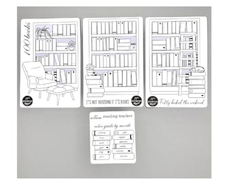 100 books reading tracker -   (3) three 5x7" sticker sheets - bonus color guide sheet -  Planner - Bullet Journal