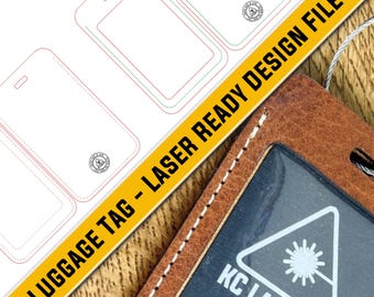 Plantilla de cubierta de cuero para etiqueta de equipaje: archivo de patrón láser SVG.