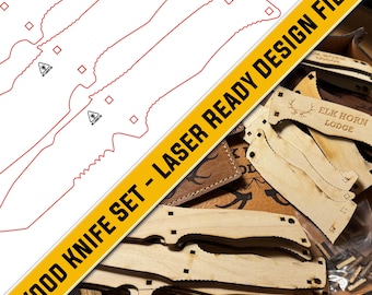 Wooden Knives 3mm plywood laser ready - SVG Laser Pattern File.