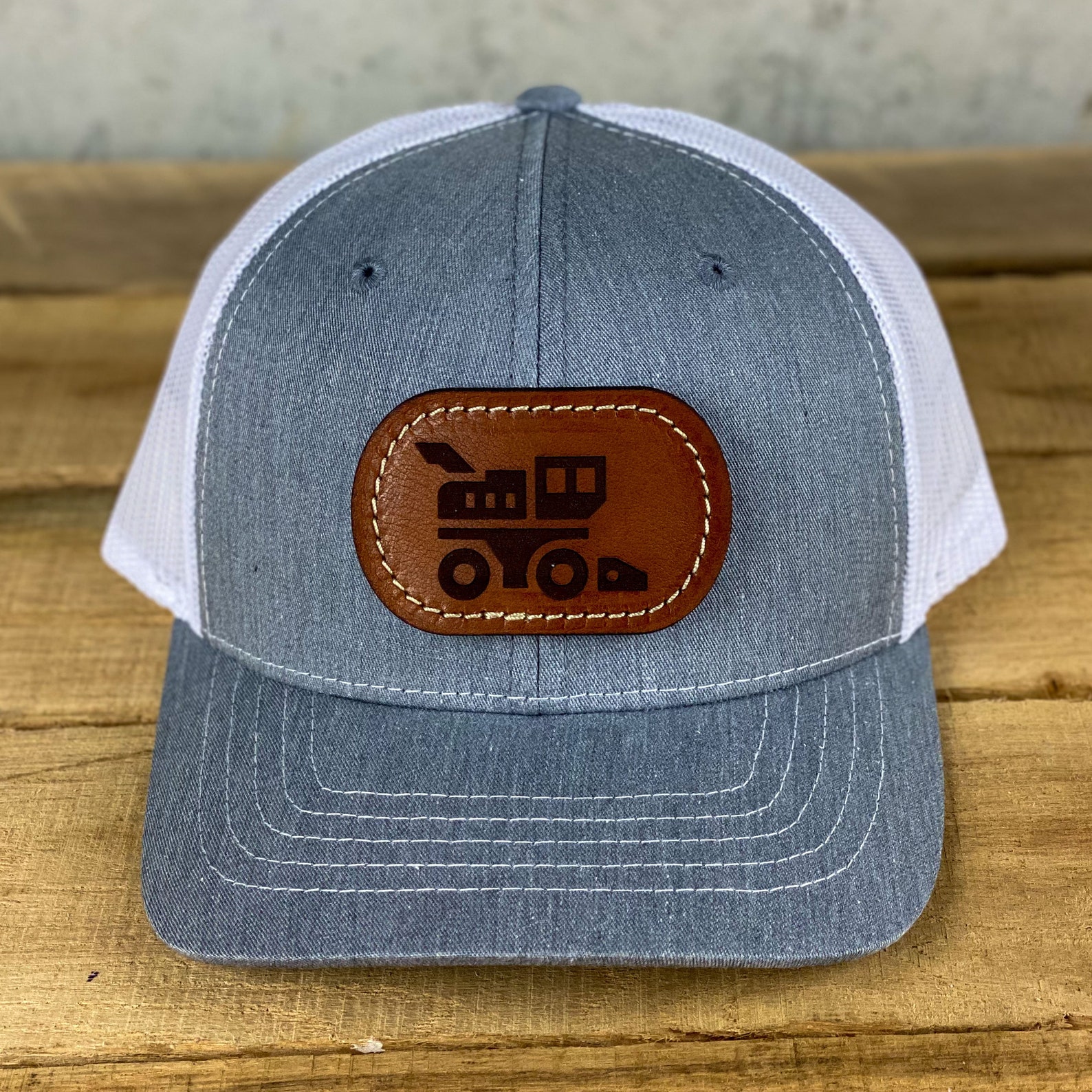 Combine YOUTH Richardson 112 Leather Patch Hat Grey / Etsy
