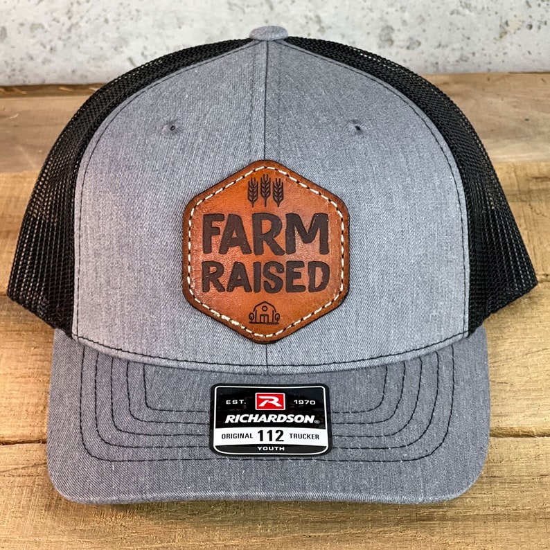 Farm Raised Youth Richardson 112 Leather Patch Hat Etsy