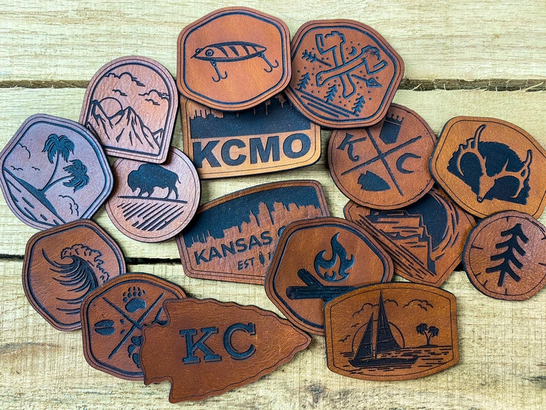 Laser Engraved Leather Patches. Custom Designed in House. Etsy