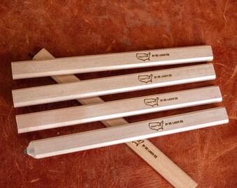 5x Carpenter Wooden Pencils #2 Natural Lacquered