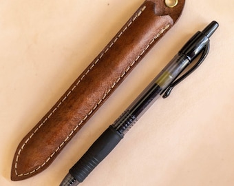 Brown Leather Sleeve with Pilot G2 Pen