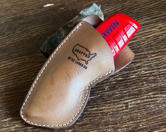 Leather Holster with Irwin Utility Knife, Self-Retracting for Safety
