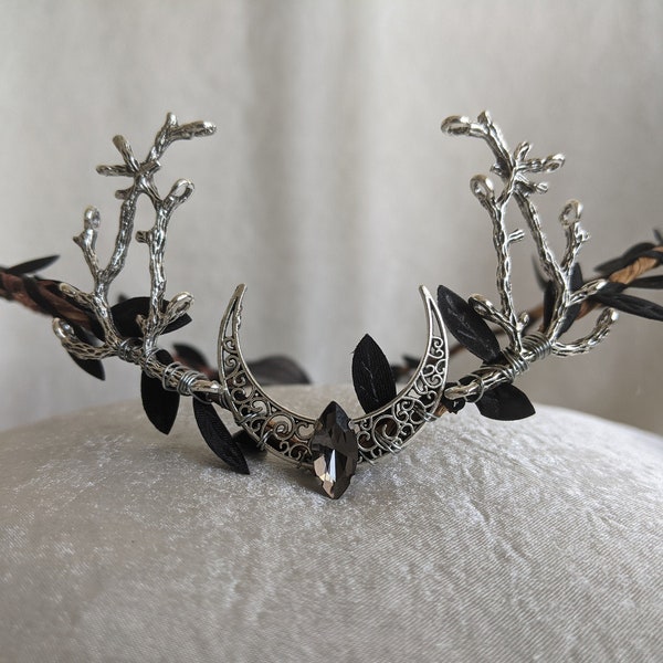 Black Moon Woodland Tiara with Branches