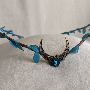 Teal Moon Woodland Tiara