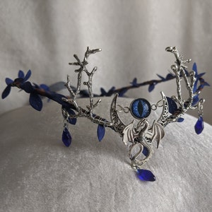 The Dragon&#39;s Magic Woodland Tiara with Branches and Drop Crystals
