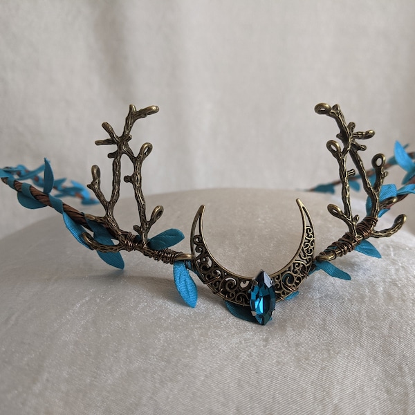 Teal Moon Woodland Tiara with Branches
