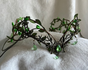 Queen of the Enchanted Forest Woodland Tiara with Draping Side Chains