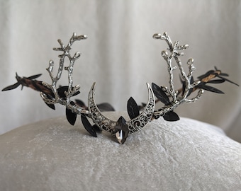 Black Moon Woodland Tiara with Branches