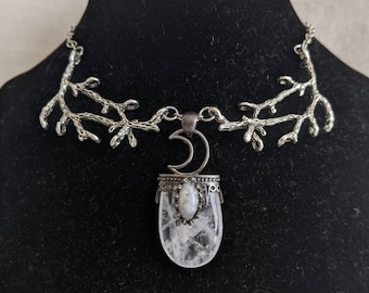 Moon Crystal Charm Choker with Branches