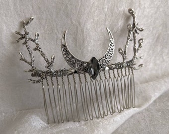 Moon and Branches Hair Comb