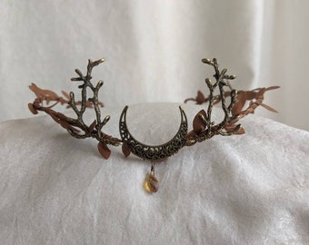 Brown Moon Woodland Tiara with Branches