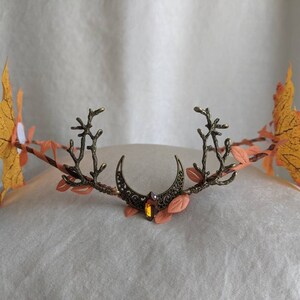 Autumn Ambiance Moon Woodland Tiara with Branches and Leaves