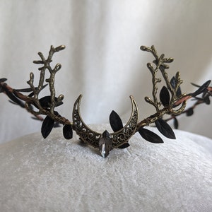 Black Moon Woodland Tiara with Branches Bronze
