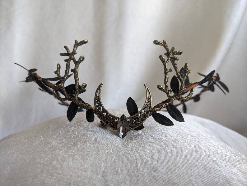Black Moon Woodland Tiara with Branches Bronze
