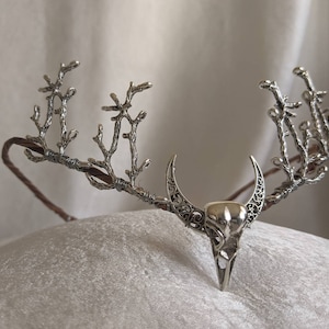 Raven Skull Tiara with Moon and Branches