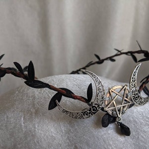 Triple Moon Pentagram Woodland Tiara