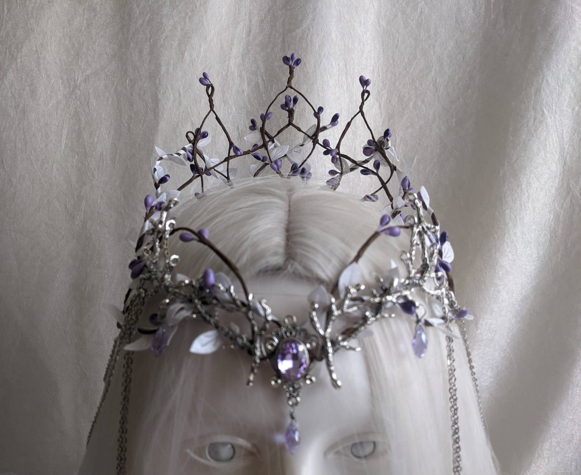 NWT Handcrafted Enchanted Forest Tiara Enchanting Forest Fairy Crown Tiara: Red Waterdrop Leaves  main image 2