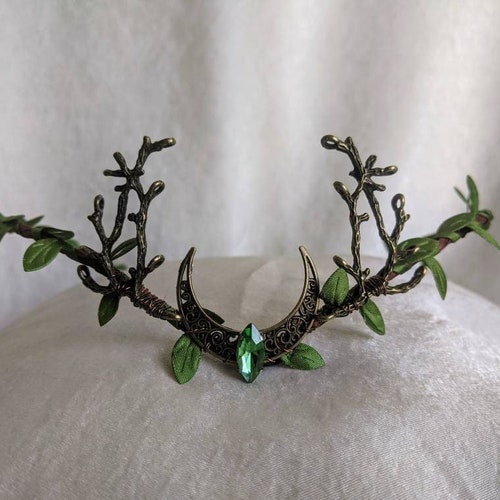 Green Moon Woodland Tiara with Branches
