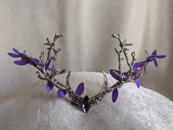 Amethyst Purple Moon Elven Tiara With Branches - Etsy