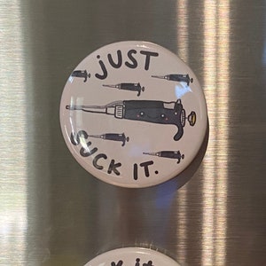 4-PACK Punny and Sassy Pipette 1.5 inch Button Magnets ~ Fridge Refrigerator Science Micropipette Pipet Aid Serological Pipet Tips Scientist