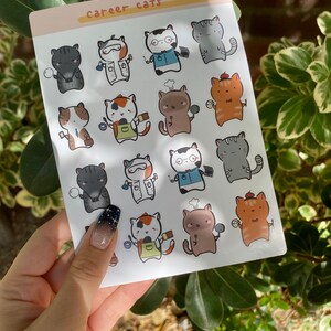 Cute Career Cats Planner Sticker Sheet Kawaii Kitties Job Stickers Artist Scientist Pastry Chef Computer Analyst image 4