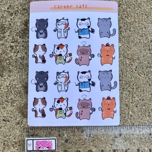 Cute Career Cats Planner Sticker Sheet Kawaii Kitties Job Stickers Artist Scientist Pastry Chef Computer Analyst image 5