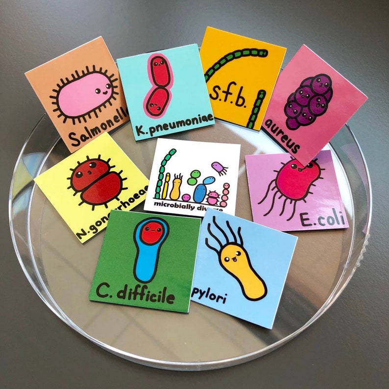 Cute Fat Bacteria Sticker Set image 1