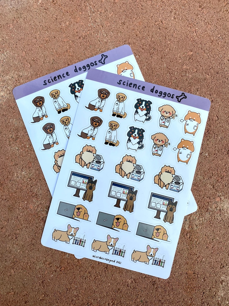 Science Dog Stickers Cute Science Dogs Sticker Sheet kawaii doggos stickers | Etsy