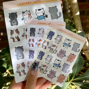 Cute Career Cats Planner Sticker Sheet Kawaii Kitties Job Stickers Artist Scientist Pastry Chef Computer Analyst image 1