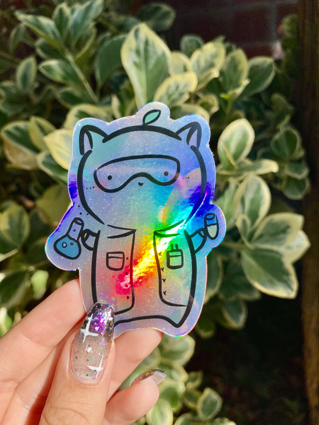Holographic Cat Scientist Waterproof Vinyl Sticker - Etsy