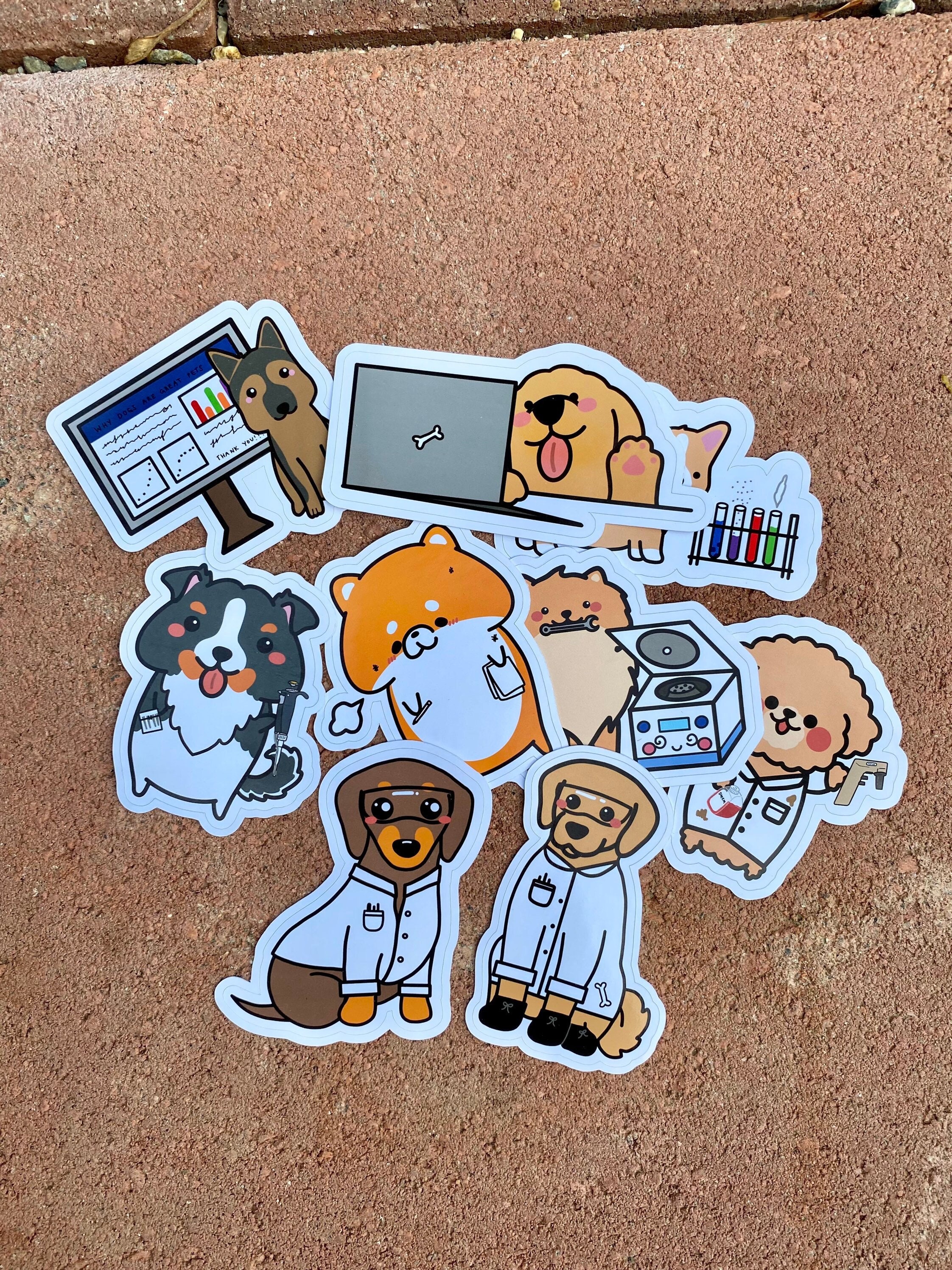 Science Dog Stickers Cute Science Dogs Die Cut Sticker Set ~ Scientist Doggos Kawaii ...
