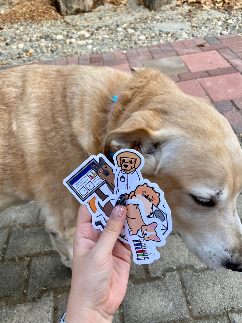 Science Dog Stickers Cute Science Dogs Die Cut Sticker Set ~ Scientist Doggos Kawaii ...