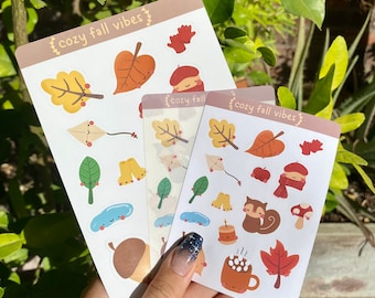 Cute and Cozy Fall Theme Planner Sticker Sheet ~ Kawaii Fall Vibe Stickers