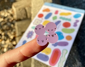 Cute Decoratieve Microbes Planner Sticker Sheet ~ Kawaii Science Bacteriën Microbiologie Wetenschapper Biologie Neon Deco 80s Retro