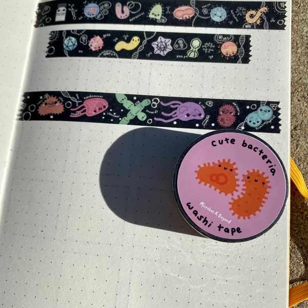 Cute Bacteria Washi Tape - Kawaii Science Microbes Bujo Planner Tape