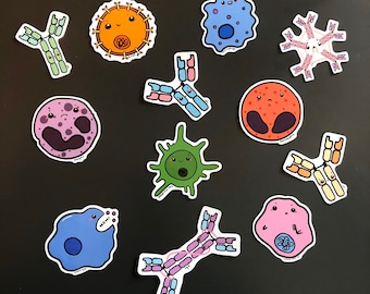 Cute Antibodies and Immune Cells Sticker Set