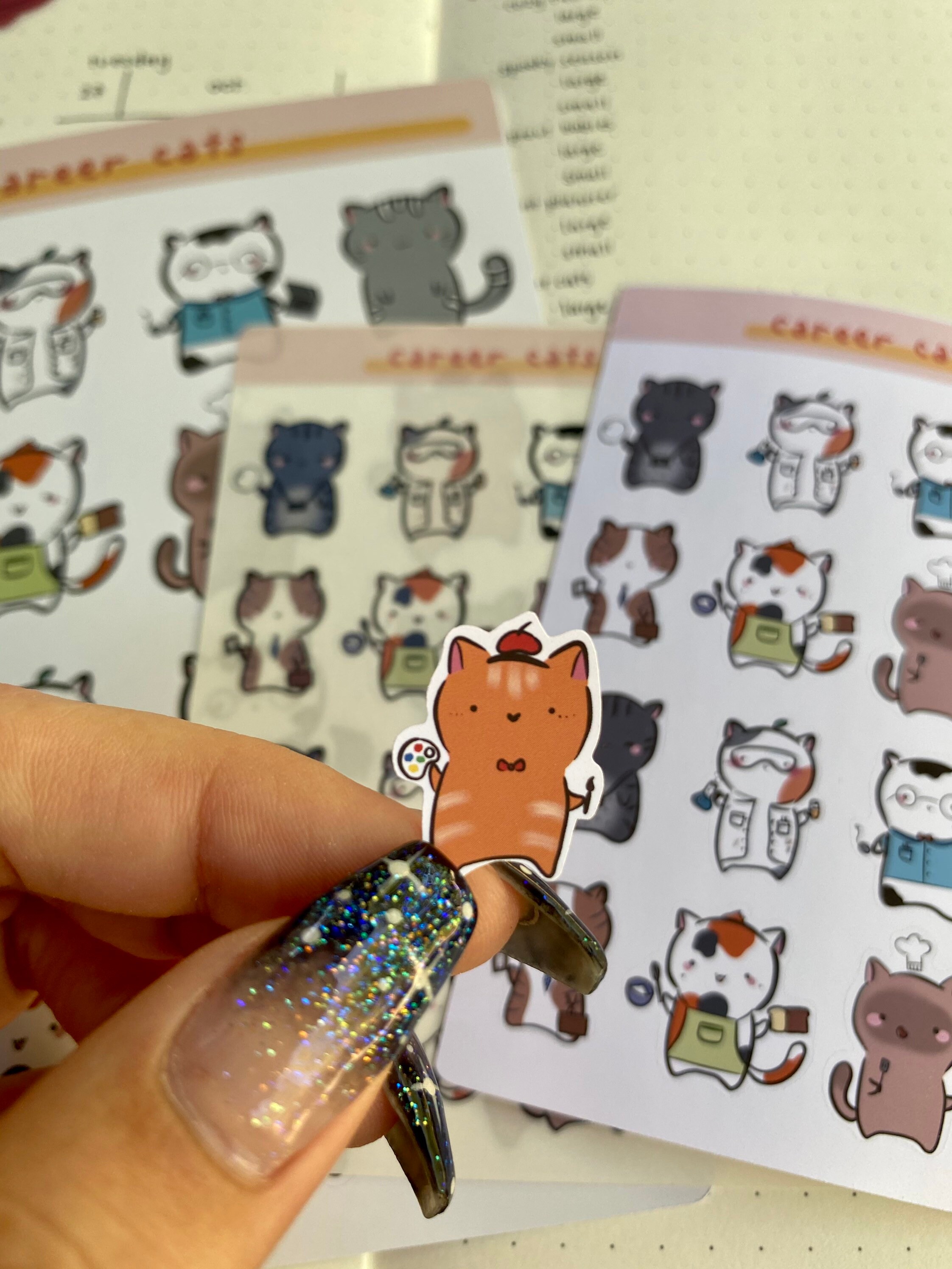 Cute Career Cats Planner Sticker Sheet Kawaii Kitties Job - Etsy