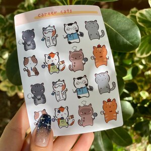 Cute Career Cats Planner Sticker Sheet Kawaii Kitties Job Stickers Artist Scientist Pastry Chef Computer Analyst image 3