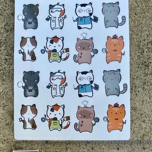 Cute Career Cats Planner Sticker Sheet Kawaii Kitties Job Stickers Artist Scientist Pastry Chef Computer Analyst image 6