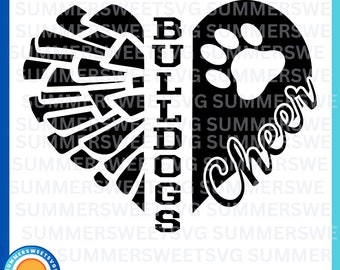 Cheer bulldogs SVG, pom pom svg, cheerleading, bulldogs shirt svg, eps, cheer heart, cricut cut files, cricut svg files, cutter file