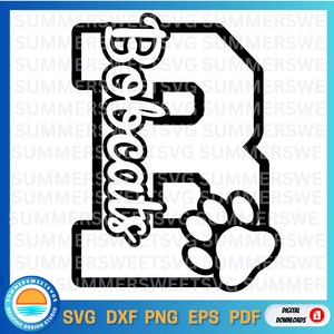 Bobcats SVG, letter B svg, paw print svg, cheer svg, team spirit, file for cricut, silhouette, eps, svg, png, dxf, digital files, girls boys