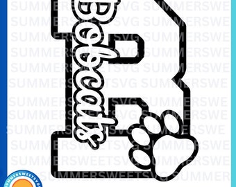 Bobcats SVG, letter B svg, paw print svg, cheer svg, team spirit, file for cricut, silhouette, eps, svg, png, dxf, digital files, girls boys