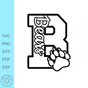 Cheer Svg letter design paw prints love bears svg Cheerleader Cricut Cut file silhouette svg  eps png dxf digital cut file school spirit